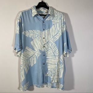 Moda Campia Moda men’s short sleeves casual buttons shirt leaf Hawaii print XL